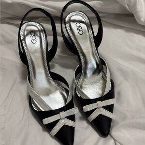 Cato Black & White Slingback Heels – New Two‑Tone Women’s Shoes
